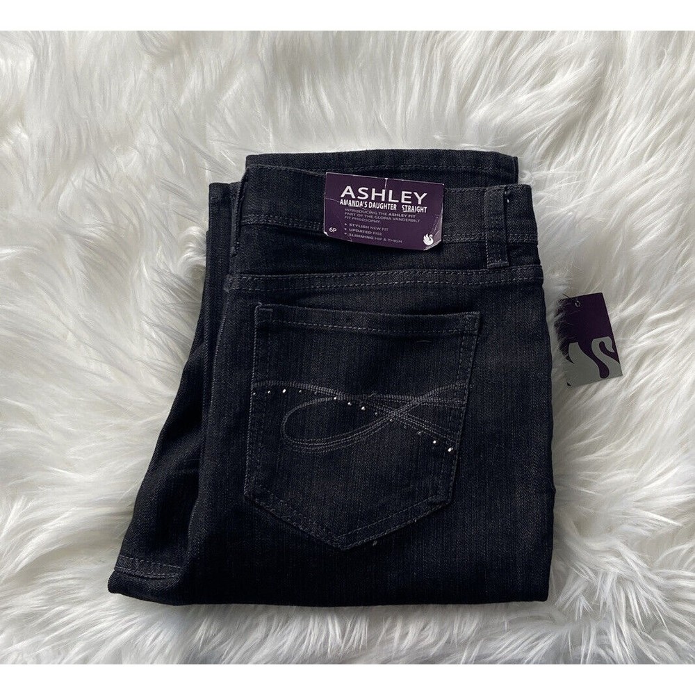 Gloria Vanderbilt Black Denim Jeans Ashley Size 6P NWT